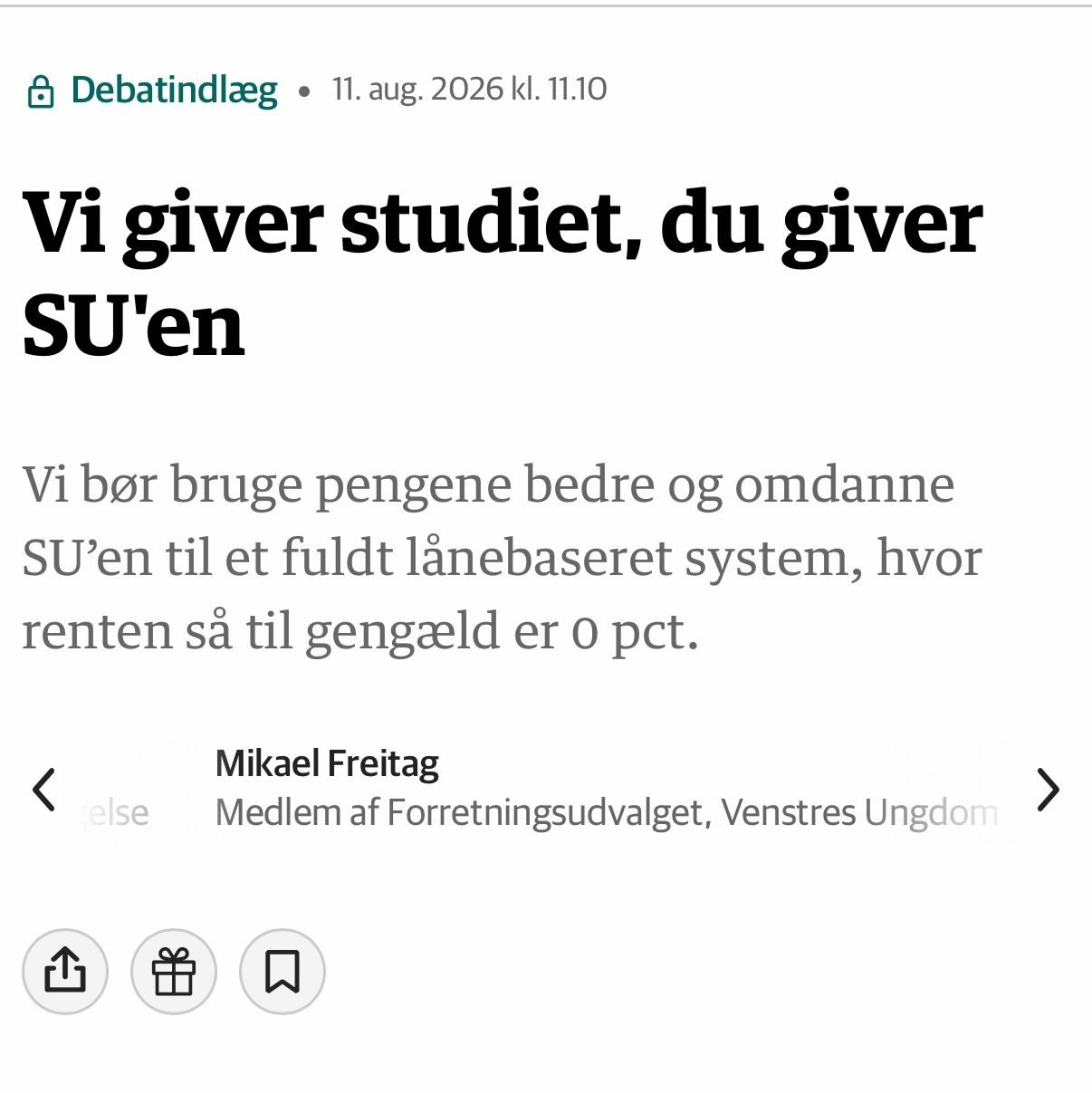 Debatindlæg: Vi giver studiet, du giver SU’en